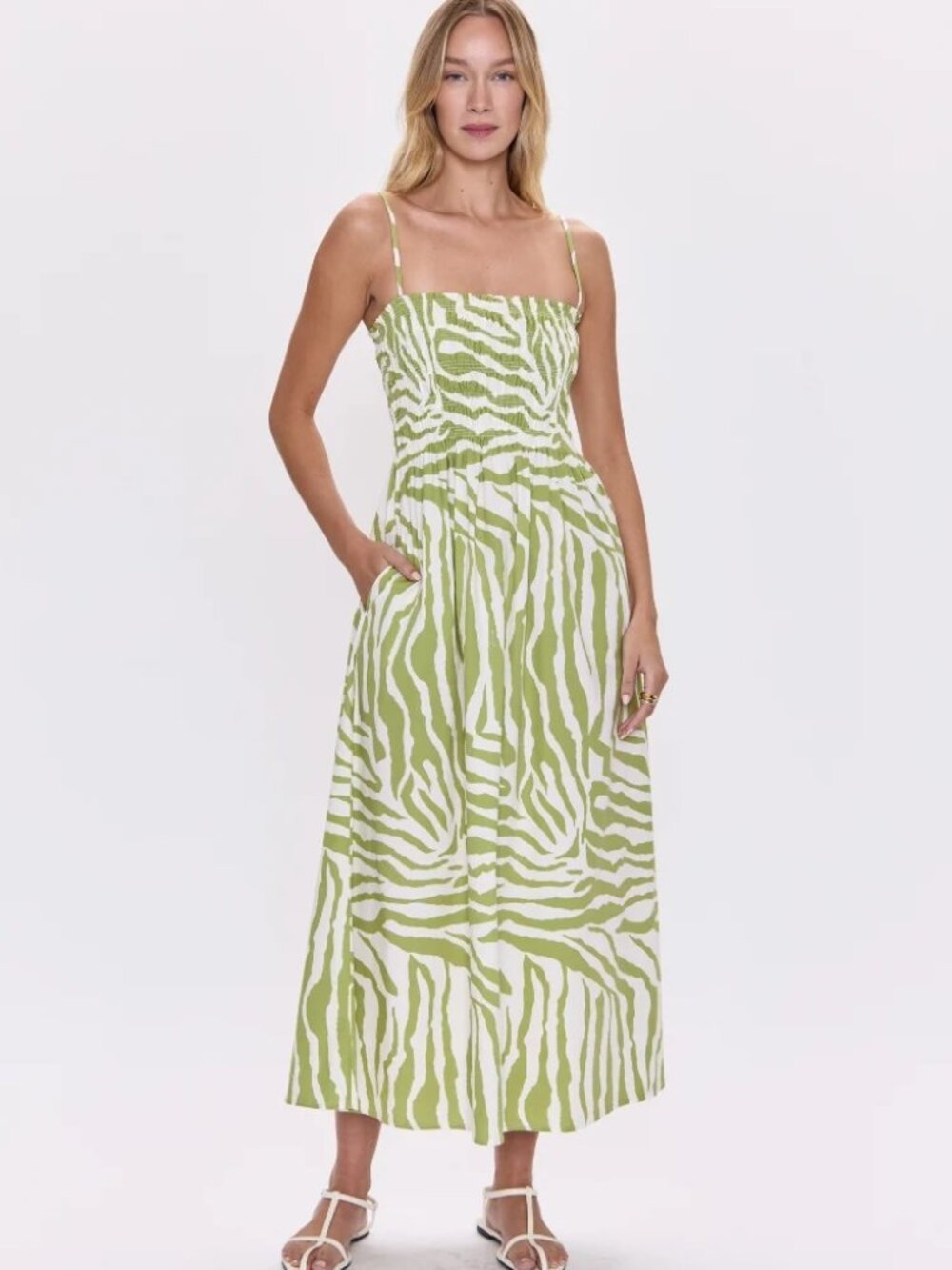 PISTOLA NWT Bianca Smocked Maxi Dress in Safari Lime Size XS